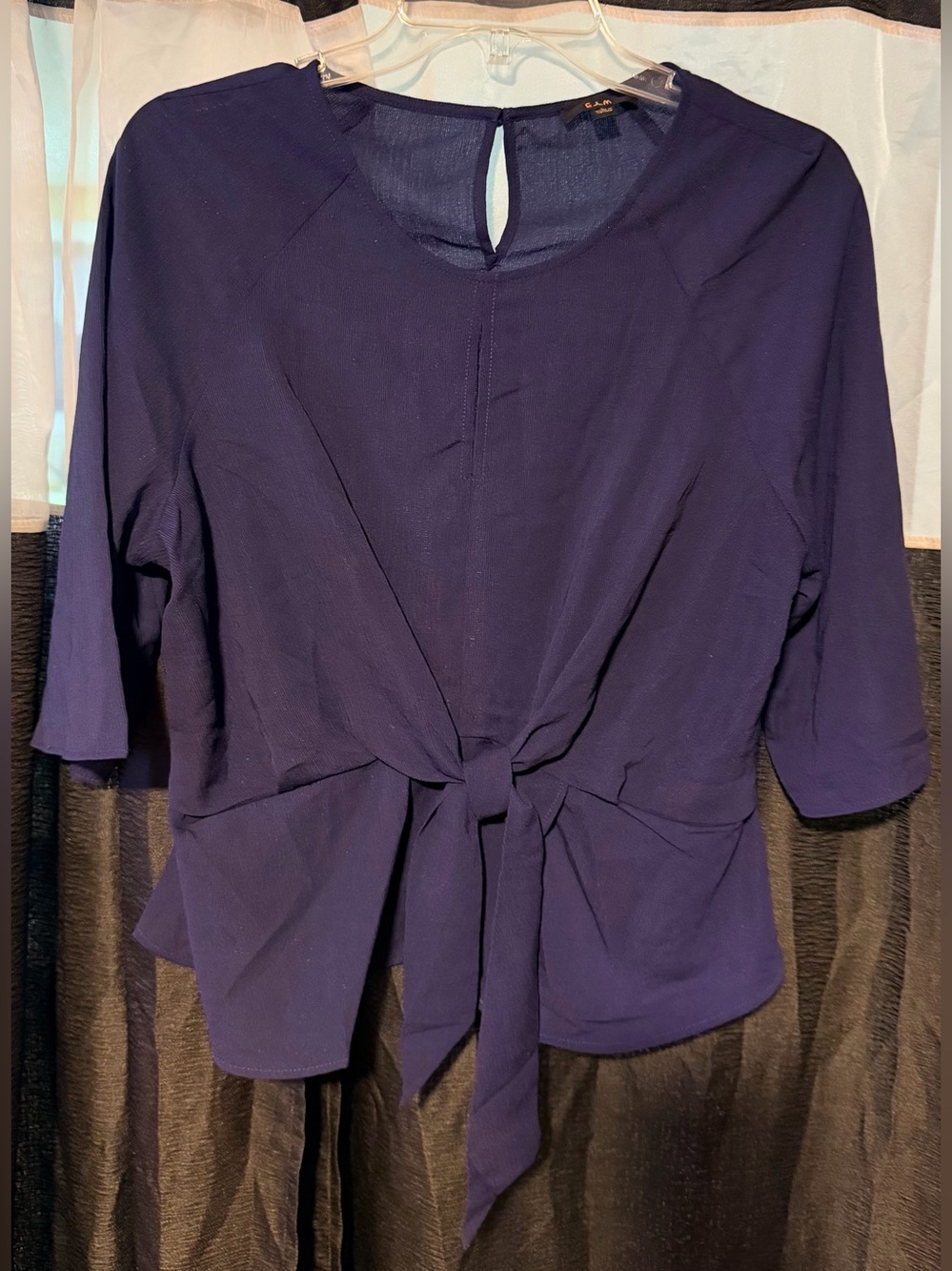 Preloved Women’s Tie-Front Blouse - Deep Purple